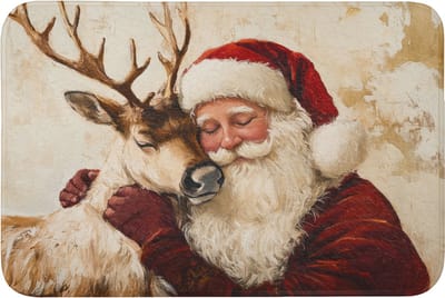 Badmat 90x60 cm - Antislip - Kerstman - Rendier - Kerst - Christmas - Badmatten voor badkamer - Badkamermat - Douchemat - Badkamer mat