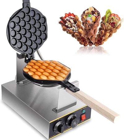 Roterend Wafelijzer - Eierkoekmachine - Heerlijke Wafels Bakken - 180 Graden Draaibaar - 1400 Watt - Zilver