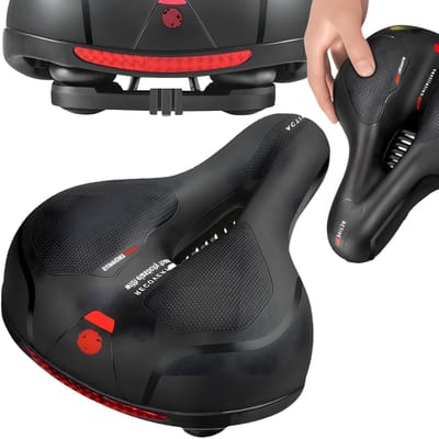 Dailygoods- Fietszadel Ergonomisch - Comfortabel Zacht Traagschuim - Waterdicht - Schokdempend - Ademend - Reflecterende Strepen - Fietsstoel