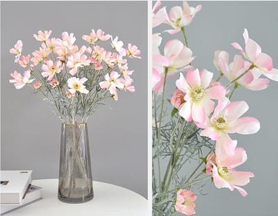 Dailygoods- Nepbloemen - 4 stuks kunstmatige kosmos - Zijde boeket - Bruiloft decoratie - Tafel centerpiece - Onderhoudsvrij 60 cm hoog - Kunstbloem