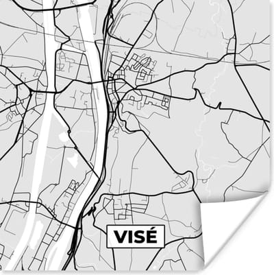 Poster Stadskaart – Zwart Wit - Kaart – Visé – België – Plattegrond - 100x100 cm XXL