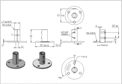 Bevestigingsanker RVS - Buissteun Vloer - Reling Montage - Duurzaam V2A Staal - 337 mm Buis - Zilverkleurig