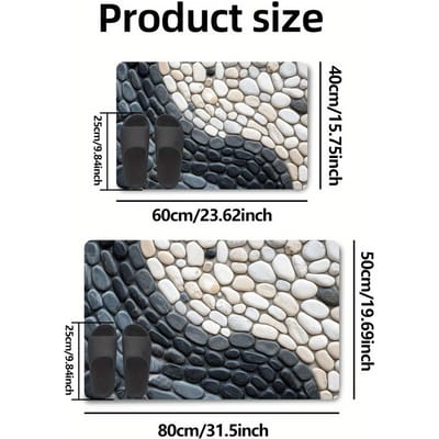 Tapis de sol en terre de diatomées Absorbant l'humidité Tapis de sol de salle de bain Tapis de pied de porte de salle de bain Tapis antidérapant pour porte d'entrée en pierre 40 * 60cm