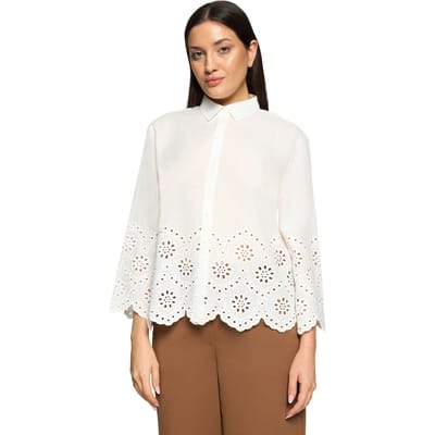 Blouse met borduursel, van puur katoen - wit - Gr. 38 van Goldner Fashion