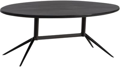 salontafel 90x50x35 cm mango massief hout metaal zwart salontafel ovaal, design woonkamertafel met natuurlijke houtnerf, salontafel woonkamer modern