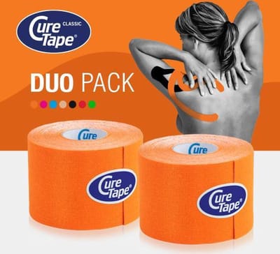 CureTape® Classic voordeelset - Oranje - Kinesiotape – 2 rollen - 5cm x 5m - Elastische tape - FysioTape - Kinesiologie Tape - Cure Tape