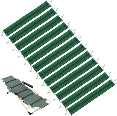 Allecta - Elastische Reserveriemen voor Klapstoel - Duurzaam Polyester - 41 x 4,8 cm - Versterkte Sluitingen - Terrasstoel Accessoires - 12 stuks - Groen