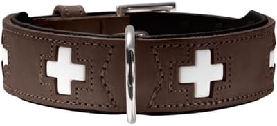 Hondenhalsband Leer Hoogwaardige Kwaliteit 55 (M) Bruin/Zwart