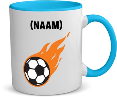 Akyol - voetbal met eigen naam koffiemok - theemok - blauw - Voetbal - voetballer - sport - 350 ML inhoud