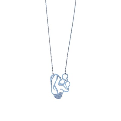 Pera Jewelry® - 925 sterling zilveren Moeder en Baby ketting - Moeder&Dochter Wenskaart - Cadeau Voor Mama - Ketting Dames - Ketting met Hanger - Collier - Moederschap Cadeau