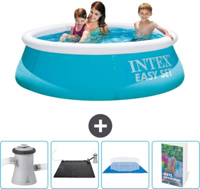 Intex Rond Opblaasbaar Easy Set Zwembad - 183 x 51 cm - Blauw - Inclusief Zwembadfilterpomp - Solar Mat - Grondzeil - Zwembadgids
