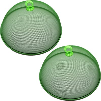 Haushaltshelden Vliegenkap/voedselkap - 2x - groen - metaal - D35 x H16 cm