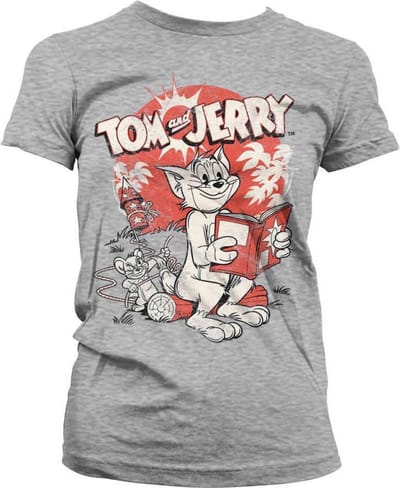 Tom And Jerry Dames Tshirt -S- Vintage Comic Grijs