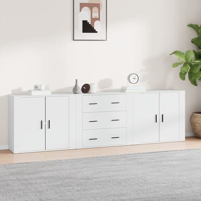 vidaXL - Dressoirs - 3 - st - bewerkt - hout - wit