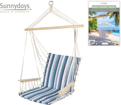 Hangstoel 'EDEN ROC' met houten armleuningen 60xH100cm