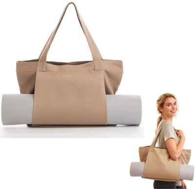 1 stuk - Yogatas voor dames - Yoga Pilates Mat Tas - Canvas Tote Bag - Yoga Handtas - Sport- & Sporttas - Abrikoos - 46×35cm - Geschikt voor kantoor, training, reizen, sportschool, strand, etc. - Yogamat niet inbegrepen