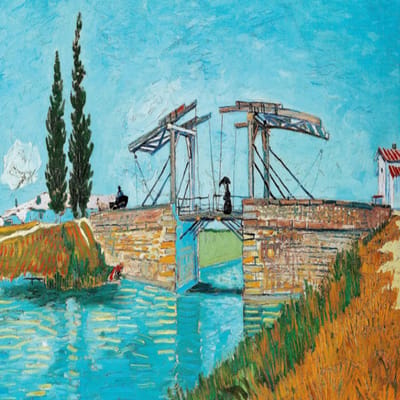 Allernieuwtse.nl® Canvas Schilderij Vincent Van Gogh - DE BRUG VAN LANGLOIS BIJ ARLES - Kunst aan je Muur - postimpressionisme, expressionisme - Kleur - 60 x 60 cm