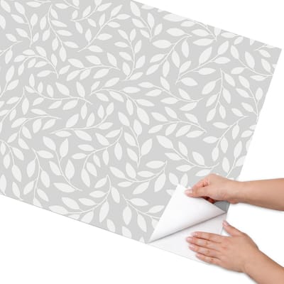 Coloray Meubel Wrap Folie - Wit Meubelfolie - 75x150 cm - Wrapfolie Keuken Bladerenpatroon - Decoratiefolie - Minimalist Meubelfolie - Meubel Wrap Folie - Woonkamer decoratie - Bloemen en planten