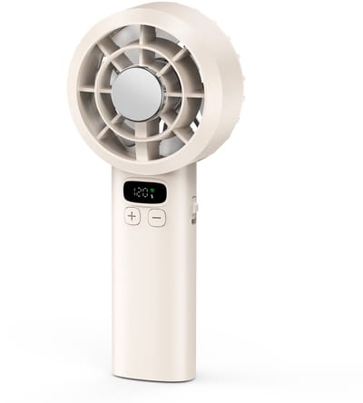 Draagbare Handventilator - 3000mAh Mini USB Tafelventilator,1-120 Ventilatorstanden,7 Uur Batterijduur,LED-scherm,Oplaadbare Kleine Ventilator,Draadloze Fan voor Reizen,Kantoor,Make-up,Buiten（abrikoos）