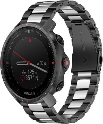 Strap-it Stalen schakel bandje - geschikt voor Polar Grit X / Grit X Pro / Vantage M / M2 / M3 / V3 - zwart/zilver
