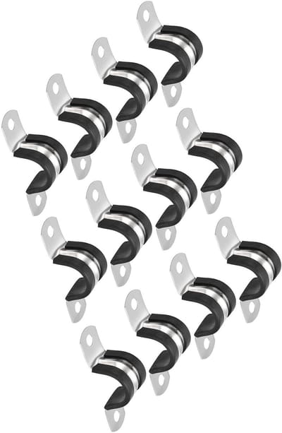 Dailygoods - Dailygoody - Kabelklem - Roestvrij staal - Duurzaam en corrosiebestendig - 18 mm - Rubber gewatteerd - Voor buisbevestiging - 12 stuks
