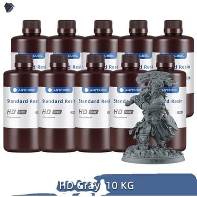 Anycubic 405nm Résine UV, Capacité de 10KG, Compatible avec les Imprimantes LCD, 10KG Gris HD