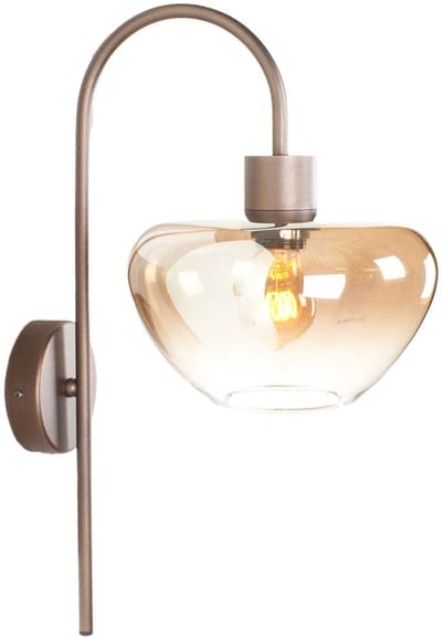 Wandlamp | 24 cm | Genua cacao | E27 | bruin | glas en metaal | klassieke accent verlichting