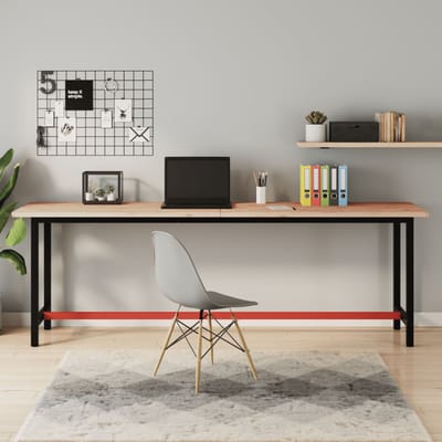 vidaXL - Werkbank - 220x55x81,5 - cm - massief - beukenhout - en - metaal