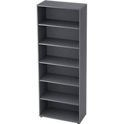 TOPAS LINE boekenkast, spaanplaat, 6 OH, 5 legborden, B 800 x D 400 x H 2156 mm, grafiet