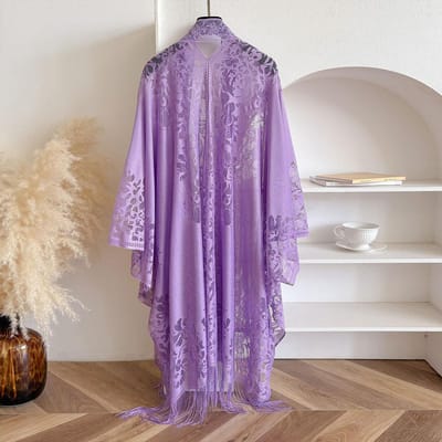 Zomer Cheongsam Buitenvest Lente En Zomer Dun Temperament Kant Holle Kwast Oude Abaya Dubai Mantel One Size pink