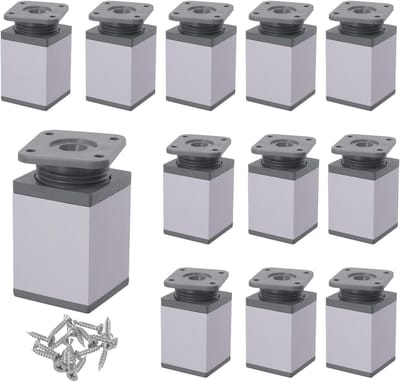 Meubelpoten Set - Kastpoten Aluminium - Meubels Stabiliseren - Inclusief Schroeven - 40x40x80mm - Grijs