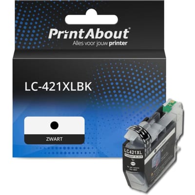 PrintAbout huismerk Inktcartridge LC-421XLBK Zwart Hoge capaciteit Geschikt voor Brother