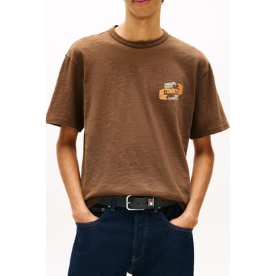 Tommy Hilfiger Tjm Relaxed Novelty Ss T-shirt Antique Walnut Größe: M | Bedruckte T-Shirts Outlet | Herren | Braun