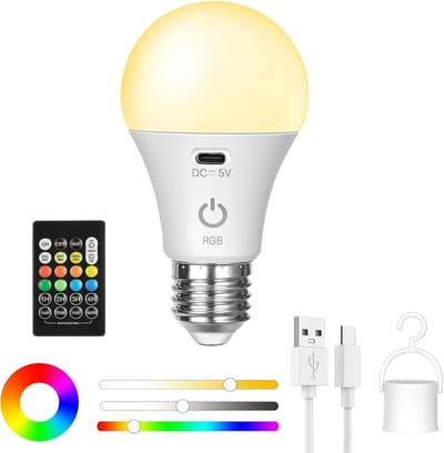 RGB LED oplaadbare noodverlichtingslamp met afstandsbediening (E27) - Wandlamp (kleine afstandsbediening)