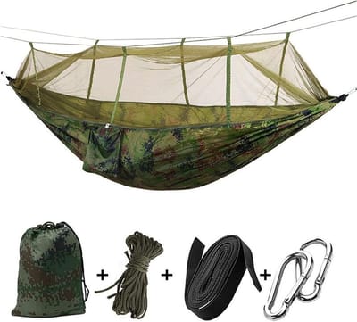 Schommelset Hangmat - Kampeerbed Net - Buiten Ontspannen - Scheurbestendig Nylon - 260 x 130cm - Geel