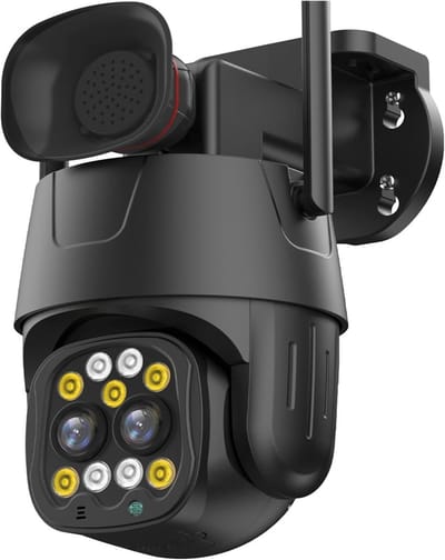 Beveiligingscamera 4G - IP Camera PTZ - Huis Beveiligen - Dubbele Lens 8x Zoom - 4MP 64GB - Wit