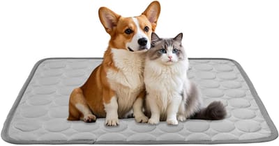 HEZIVO® Koelmat Kat - Koeling Mat Honden - Koelkussen Huisdieren - Wasbaar Koeldeken - 70 x 50 cm - Grijs