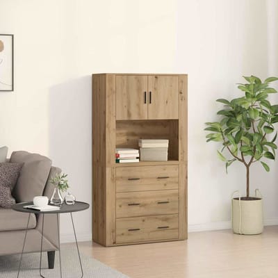 vidaXL - Highboard - Artisan - Eiken - 80 - x - 33 - x - 150 - cm - Bewerkt - hout