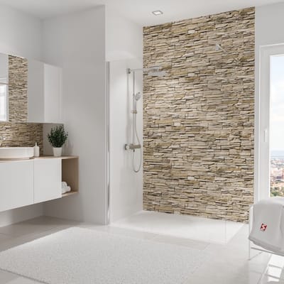 Schulte badkamer achterwand - steen helder - 150x255 - zelf inkortbaar en zelfklevend - wanddecoratie - muurdecoratie - wandpanelen - wandbekleding