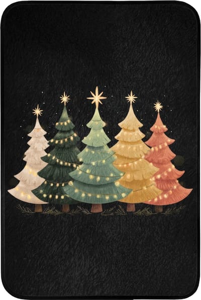 Badmat 60x90 cm - Antislip - Kerstbomen - Kleurrijk - Lichtjes - Ster - Badmatten voor badkamer - Badkamermat - Douchemat - Badkamer mat