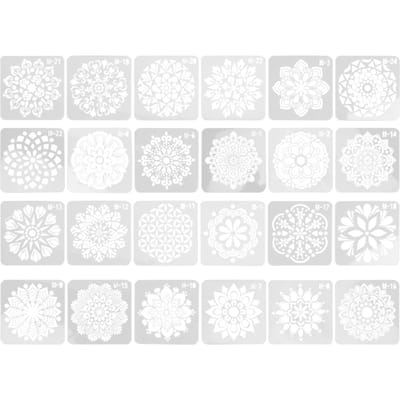 24 stuks Mandala Stencil 24 Stijlen Hol DIY Schildersjabloon voor Meubels Steen Hout