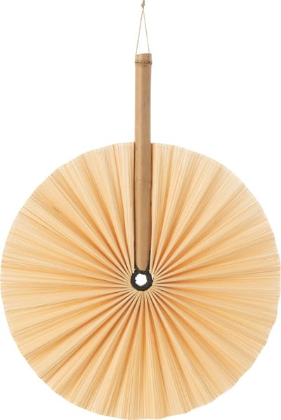 J-Line wanddecoratie Waaier Rond - bamboe - naturel