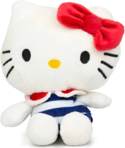 Hello Kitty Sailor Sweeties (Blauw met Wit Strepen) Pluche Knuffel 15 cm