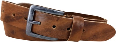 Vintage Leren Heren/Dames Riem | 4cm breed | Riemmaat: 95cm (totale lengte: 110cm) | 100% echt leer | Kleur: zand | Nikkelvrije gesp