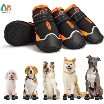 ATUBAN Hondenschoenen voor Honden Anti-Slip Hondenschoenen&Pootbeschermers voor Heet Trottoir Waterdichte Hondenschoentjes voor Regenachtige Dag Zomer Wandelen 0 SIZE 3.0CM black