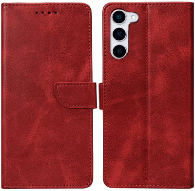 Rixus Bookcase For Samsung Galaxy S23 Dark Red