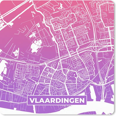 Muismat 20x20 cm - Mousepad Stadskaart - Vlaardingen - Paars - Roze - Muismatten