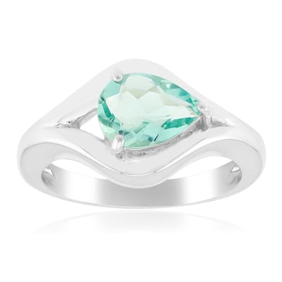 Cavill - Zilveren Ring met 1,08 ct Peervormige Braldu Fluoriet - 925 Sterling Zilver met Palladium - Elegante Damesring - Modieuze Zilveren Sieraden