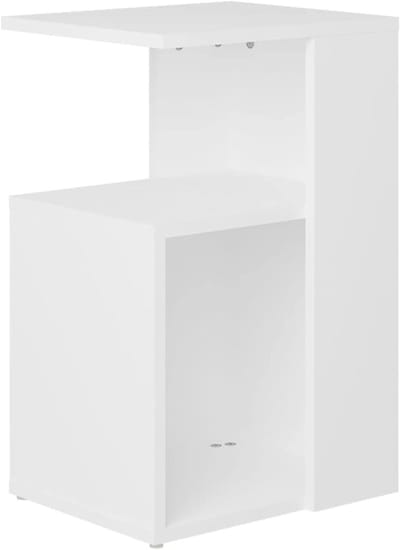 Bijzettafel - Kleine salontafel - Opbergen - G-vorm ontwerp - 36x30x56 cm - Wit