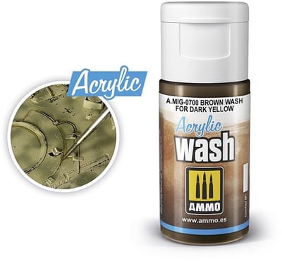 AMMO by Mig Jimenez Modelbouwdecoratie - MIG 0700 Acrylic Wash Brown for Dark Yellow - 15ml Effecten potje